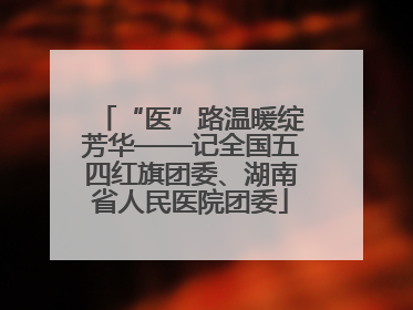 “医”路温暖绽芳华——记全国五四红旗团委、湖南省人民医院团委