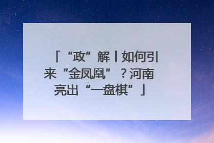 “政”解丨如何引来“金凤凰”？河南亮出“一盘棋”