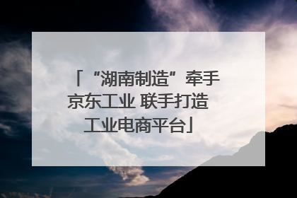 “湖南制造”牵手京东工业 联手打造工业电商平台