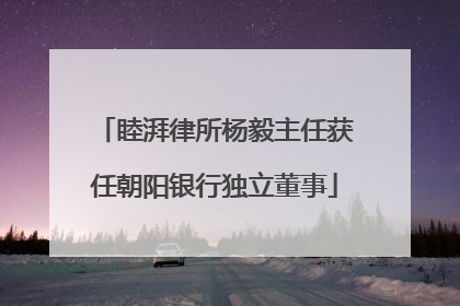 睦湃律所杨毅主任获任朝阳银行独立董事