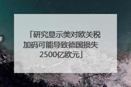 研究显示美对欧关税加码可能导致德国损失2500亿欧元