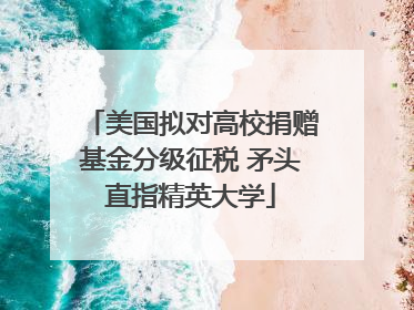 美国拟对高校捐赠基金分级征税 矛头直指精英大学