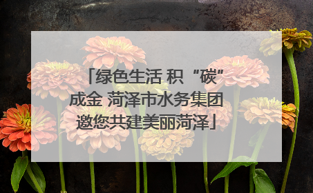 绿色生活 积“碳”成金 菏泽市水务集团邀您共建美丽菏泽