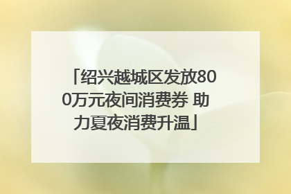 绍兴越城区发放800万元夜间消费券 助力夏夜消费升温