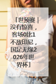 世预赛｜没有惊喜，客场0比1不敌印尼，国足无缘2026年世界杯