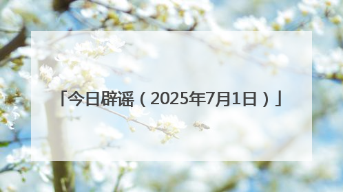 今日辟谣（2025年7月1日）