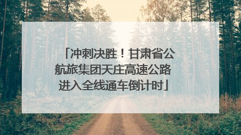 冲刺决胜！甘肃省公航旅集团天庄高速公路进入全线通车倒计时