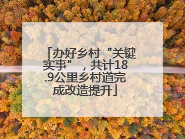 办好乡村“关键实事”，共计18.9公里乡村道完成改造提升