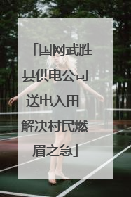 国网武胜县供电公司送电入田 解决村民燃眉之急
