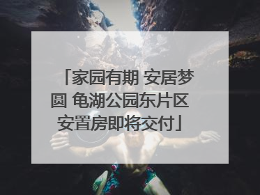 家园有期 安居梦圆 龟湖公园东片区安置房即将交付