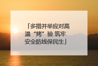 多措并举应对高温“烤”验 筑牢安全防线保民生