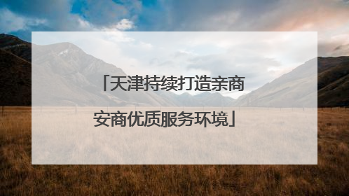 天津持续打造亲商安商优质服务环境