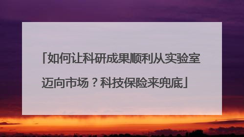如何让科研成果顺利从实验室迈向市场？科技保险来兜底