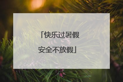 快乐过暑假 安全不放假
