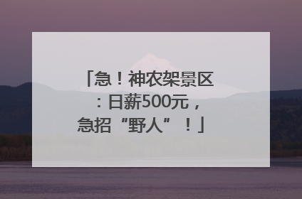 急！神农架景区：日薪500元，急招“野人”！