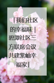 我们社区的幸福味｜碧潭社区三方联席会议共建紫岫幸福家