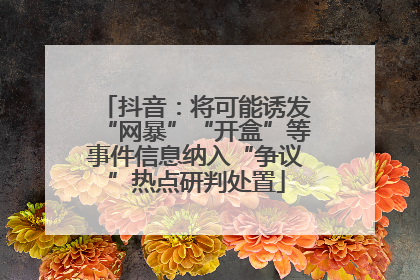 抖音：将可能诱发“网暴”“开盒”等事件信息纳入“争议”热点研判处置