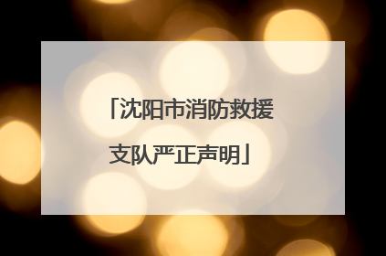 沈阳市消防救援支队严正声明