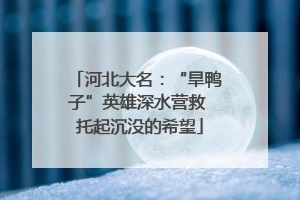 河北大名：“旱鸭子”英雄深水营救 托起沉没的希望