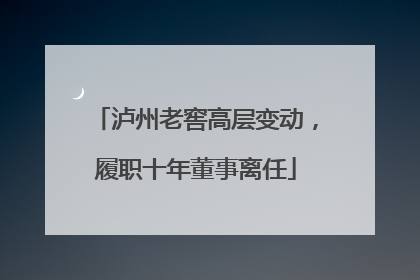 泸州老窖高层变动，履职十年董事离任
