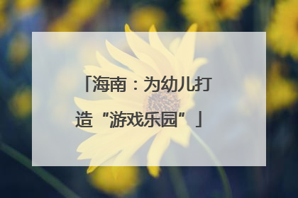 海南：为幼儿打造“游戏乐园”