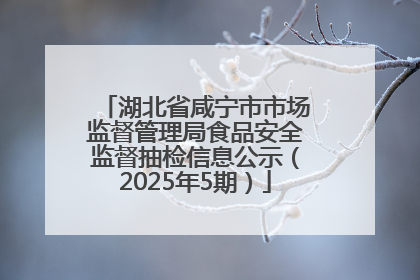 湖北省咸宁市市场监督管理局食品安全监督抽检信息公示（2025年5期）
