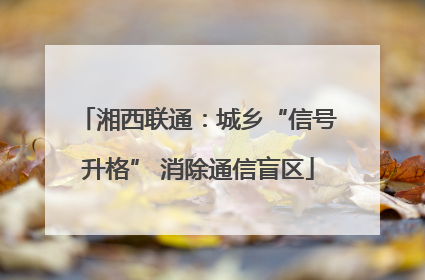 湘西联通：城乡“信号升格” 消除通信盲区