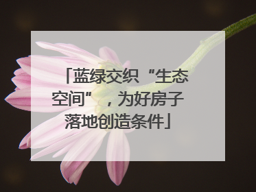 蓝绿交织“生态空间”，为好房子落地创造条件