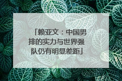 赖亚文：中国男排的实力与世界强队仍有明显差距