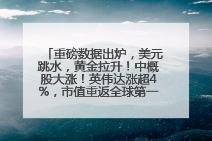 重磅数据出炉，美元跳水，黄金拉升！中概股大涨！英伟达涨超4%，市值重返全球第一！黄仁勋计划出售至多600万股股票