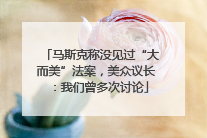 马斯克称没见过“大而美”法案，美众议长：我们曾多次讨论