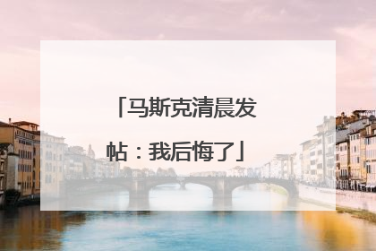 马斯克清晨发帖：我后悔了