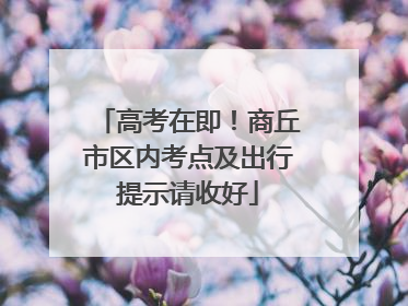 高考在即！商丘市区内考点及出行提示请收好