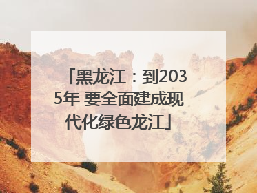 黑龙江：到2035年 要全面建成现代化绿色龙江